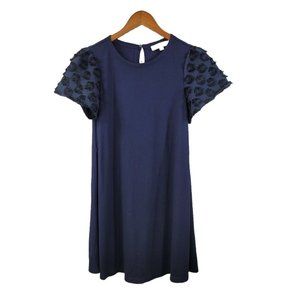 Loft Shirt Dress Size XS Party Swiss Dot sleeve Career Casual Navy Blue casual